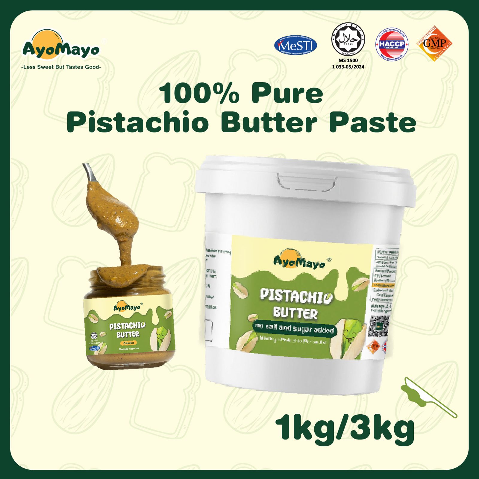 100% Pure Pistachio Paste (1KG/3KG)