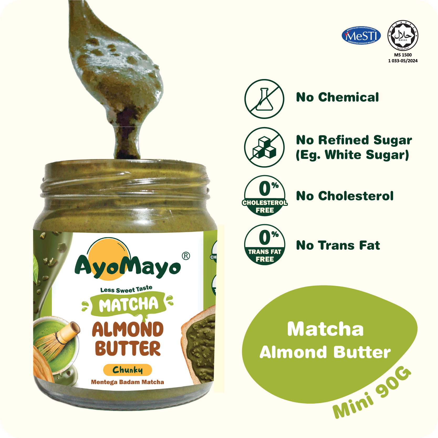 90G Matcha Almond Butter (Chunky)